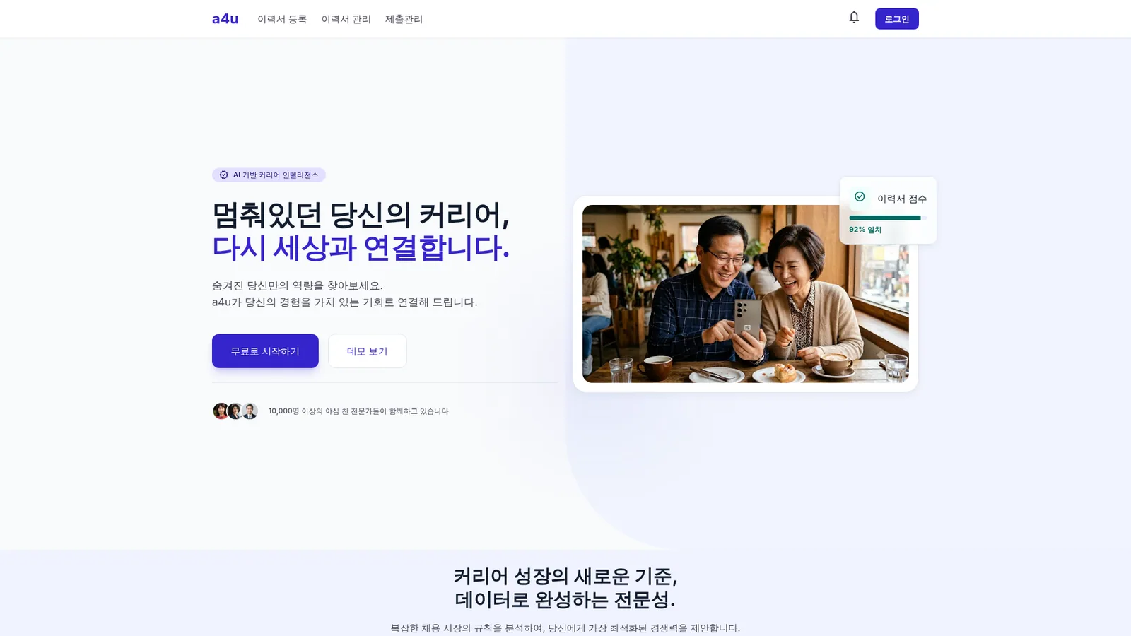 a4u.kr AI 커리어 매니지먼트 플랫폼 대표 이미지